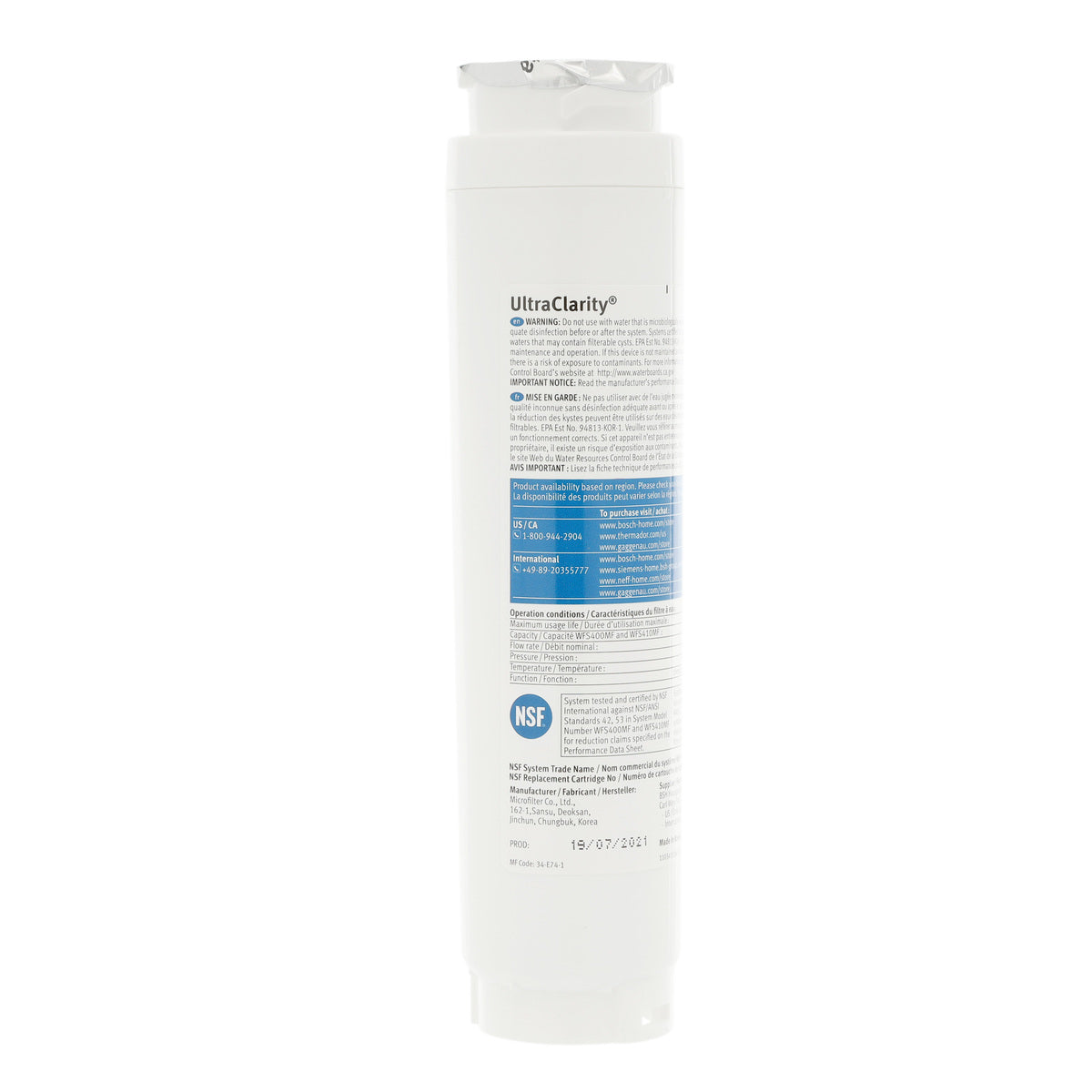 Bosch Water Filter replacement part number 11034152 at Right Choice Appliance Parts in Vancouver, BC.